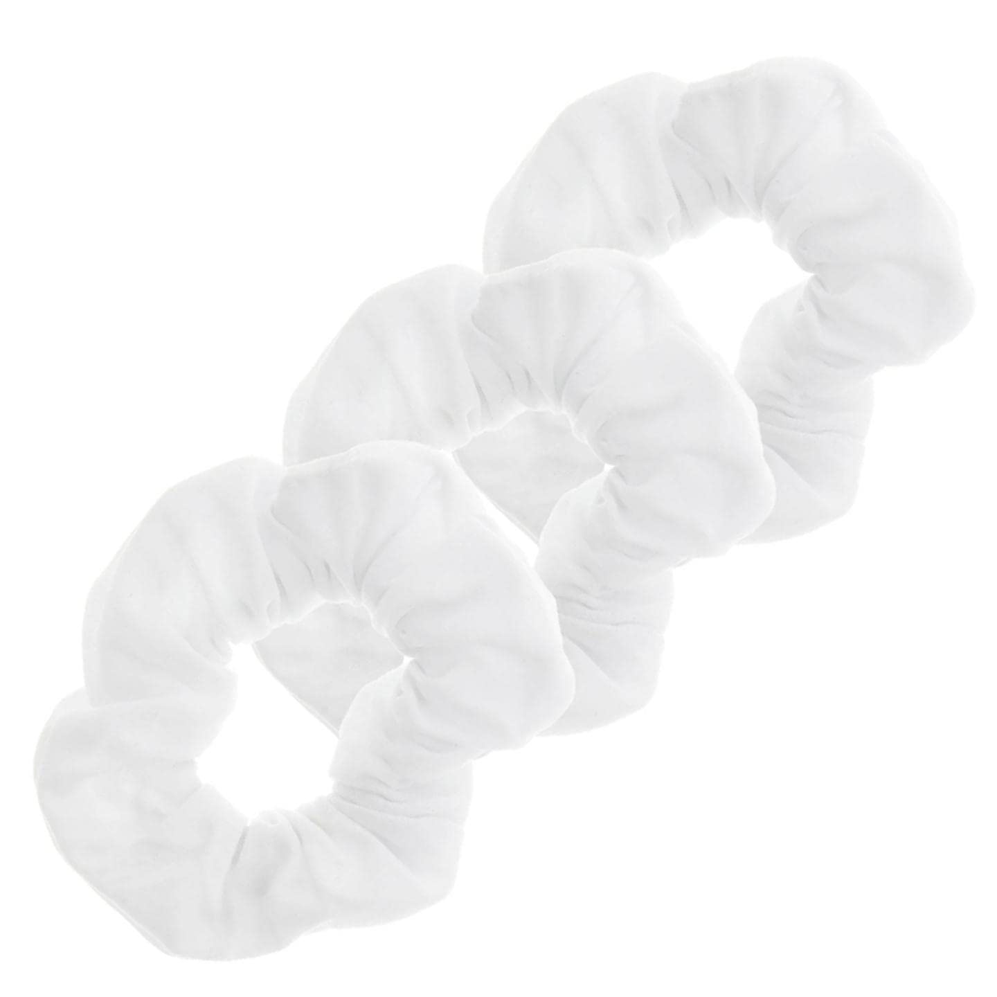 Topkids Accessories Soft Jersey Fabric Hair Scrunchies - Soft Elastic Bobble Hair Bands For Women, Ladies, Girls, Children - Pack Of 3 (White)