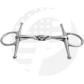RIDING GEARS Full Cheek Horse Bit Double Jointed Bit with Oval Link Stainless Steel