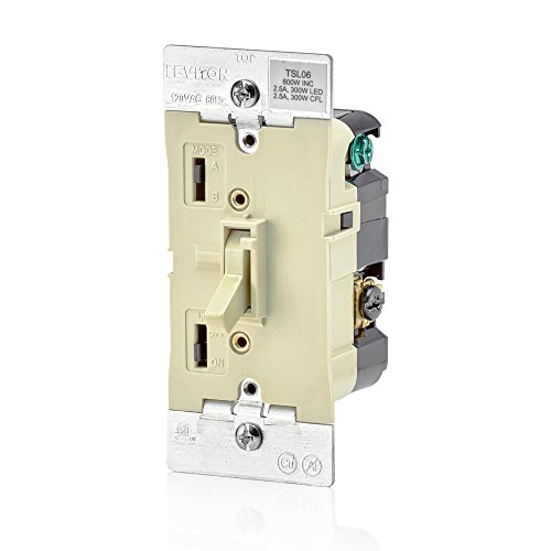 Leviton TSL06-1LI Toggle Slide Universal Dimmer, 300-Watt Dimmable LED