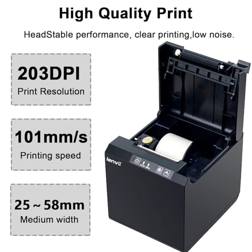 LENVII 58mm/2" High-Speed Thermal Label Printer | 127mm/s Inkless Printing (203DPI) | Wired USB Barcode Printer for Windows/Mac | Amazon FBA/Noon/Dubai Logistics Labels | Warehouse & Retail Ready