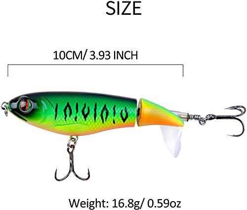 Jolicobo 5 Pcs Bleistift Popper Wobbler Kunstköder Angelköder Set 10cm Swimbait Kunstköder mit 2 Drillingshaken… – Bild 4