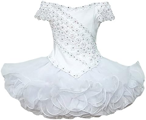 Zhoumei Toddler Girls' Lace Appliques Wedding Party Dressess 6M White