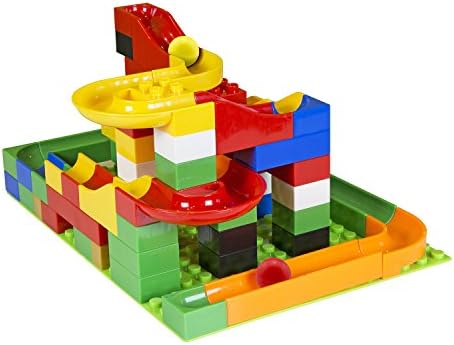 MegaFun USA Building Blocks Marble Fun Run – 75 Piece Set
