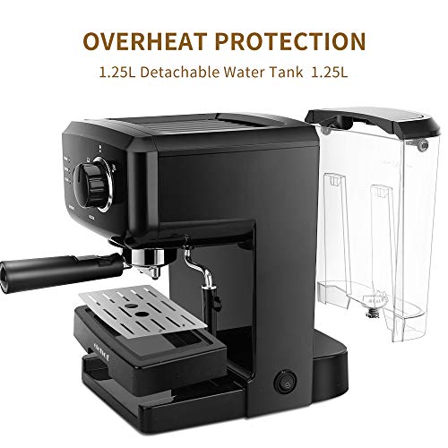 ELEHOT Espresso Machine Coffee Makers with 15 Bar Pump and Milk Frother (Black)