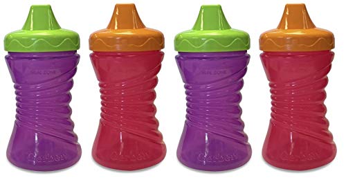 NUK, 10 Ounce Fun Grips Hard Spout Sippy Cup, 4 Count (Pink/Purple) - Thumbnail 2