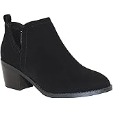 TRENDSUP Ankle Boots for Women Chelsea Square Toe Chunky Low Heel Booties Comfortable Slip on Short Boots
