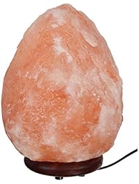 Natural Himalayan Hand Carved Salt Lamp with Indian Rosewood Base, Bulb And Dimmer Control, Medium Size, 8-11 lbs, 7.5-10" Height