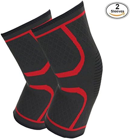 Wikor Knee Braces Knee Compression Support Sleeves Breathable Knee Sleeves for Running, Jogging, Sports, Joint Pain Relief, Arthritis and Injury Recovery (1 Pair) Size L (15.7”-18.9”)