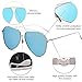 SOJOS Polarized Flat Mirror Lenses Sunglasses Classic Metal Double Bridge Glasses SJ1040 with Silver Frame/Blue Mirrored Polarized Lens