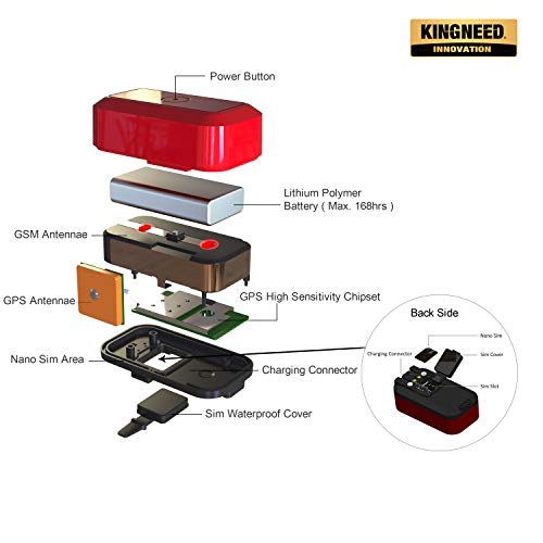 kingneed Mini GPS Dog Tracker GPS Tracker for Vehicles Anti-Theft Real Time Waterproof Tracking Device for Kids Elder