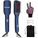 Hair Straightener Brush Ionic IEFEVIVI 2-in-1 Enhanced Straightening Brush Anti-Scald Feature Auto Temperature Lock and Auto-Off Function MCH Fast Heating Brush Straightener for Women Ceramic Blue
