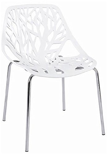 Fancierstudio Birch Sapling Plastic Accent Chair, White (Set of 2)