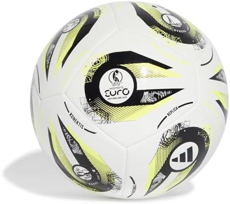 adidas Unisex Adult Womens Euros 2025 Club Football, Branco/Preto/Limão Lúcido, 5