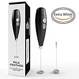 Milk Frother - Coffee Frother Electric Whisk - Powerful Latte Cappuccino Frother Wand – Hot Milk Foam Maker - Best Milk Mixer - Free eBook - Extra Whisk Worth $3,97