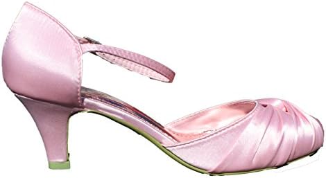 Krasceva Womens Ladies Mid Low Heel Ankle Strap Bridal Party Wedding Prom Sandals Shoes Size