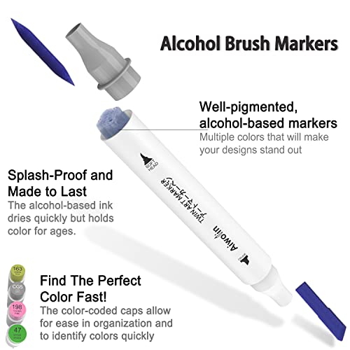 Alcohol Markers, 82 Colors 90 Pcs Coloring Markers Double Tipped Art