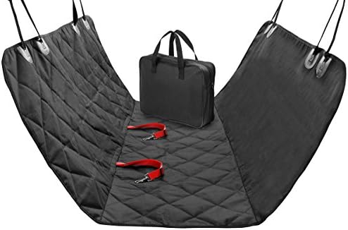 ANNABELS HOUSE Non-Slip Quilted Pet Seat Cover for cars trucks and SUV's with 2 seat belts and travel bag - waterproof and highest quality material for pet comfort, 58 x 54 inches (black)