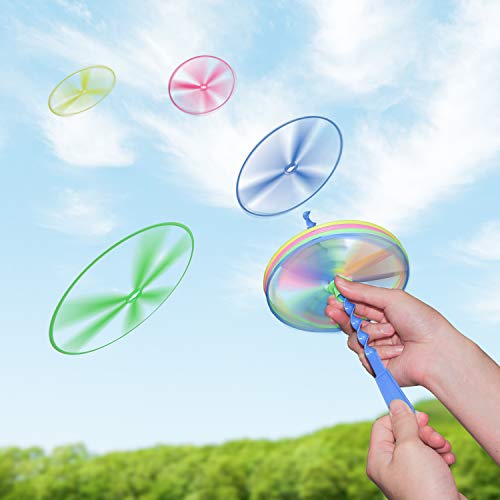 zoordo Twisty Flying Saucers,Pull String Helicopter, 40Pack Flying Disc, Kids Outdoor Play Toys