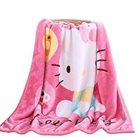 INNOLITES Cartoon Blanket Throw Hello Kitty Printing Cover Flannel Super Soft Plush Sherpa Beach Blanket for Adults, Boys, Girls, Kids (Pink)