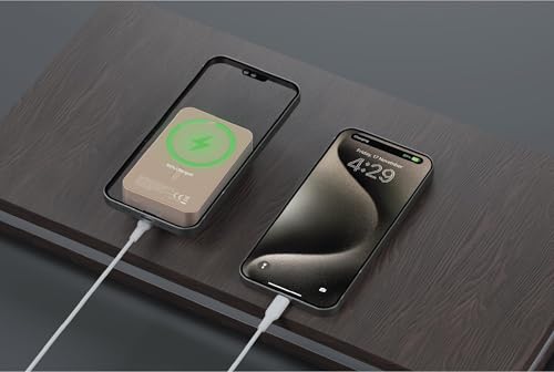 Powerology Spetano 20000mAh Magnetic Power Bank, High Capacity 15W Wireless Portable Charger, 20W PD Fast Charging External Battery Pack Magnetic, Compatible with iPhone 17-12 (DESERT TITANIUM)