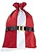 Santa Gift Sack - 3-Pack Large Christmas Toy Presents Bag with Drawstring, Santa Claus Suit Design, Red, White and Black, 19.5 x 29.5 Inches