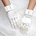 Elinadress Women's Wrist Length Bridal Gloves With Pearls For Wedding Dress Finger Gloves Ivory