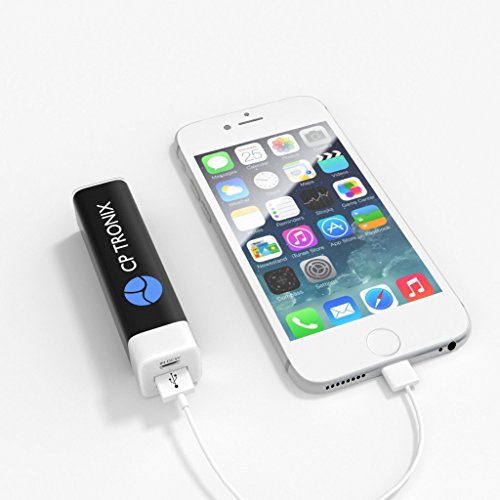 Mini Power Bank 2200mah, by CP TRONIX/Black/Square/Lipstick Size/Portable USB External Mobile Battery for iPhone 4 4S 5 5S 6 6S 7 iPad iPad Mini Samsung HTC, Motorola, LG, Nokia, BlackBerry