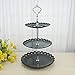 LIONWEI LIONWELI 3-tier Black Silver Plastic Dessert Stand Pastry Stand Cake Stand Cupcake Stand Holder Serving Platter for Party Wedding Home Decor
