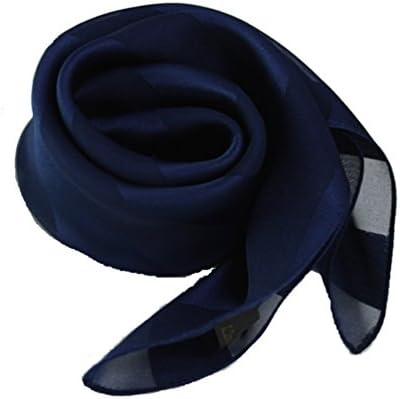 Kkusebo Women's Mini Square Satin Stripe Scarf Navy 19X19Inch