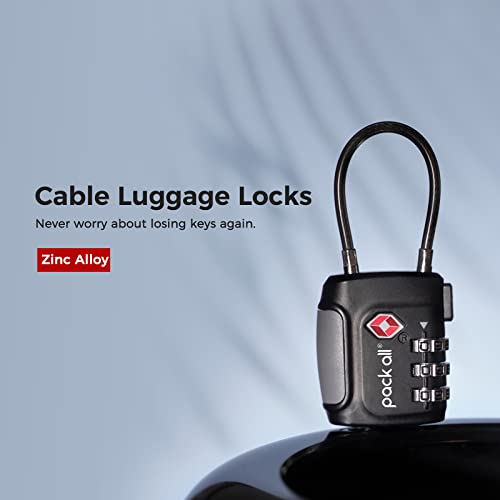 pack all TSA Approved Cable Luggage Locks, 3 Digit Combination Padlocks