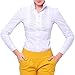 Y&Z Women Career OL Blouse Double Collar Pleated Bodysuit Shirt Slim Fit YZ07
