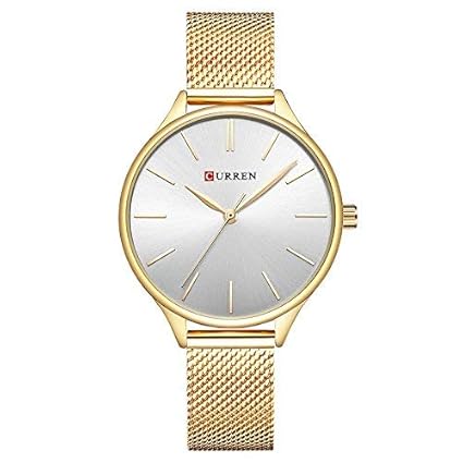 Curren Damen Quartz Uhr,Ultra Dünne Analoge Quarz  Edelstahl Armbanduhr,Einfache Casual Armbanduhr für Frauen 9024