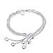 Women Girl Silver Link Bracelet，Five-line Chain with Five-Heart Love Bracelet(7.5