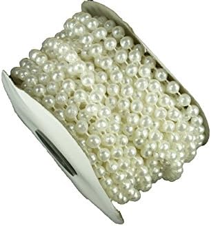Dreampartycreation 6MM Faux Pearl Plastic BEADS 3 Rolls 24 yards (per roll) on a String Craft Roll BULK BUY!!! (White)