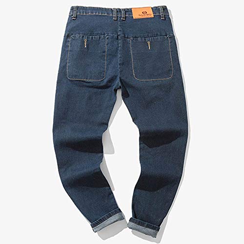 Edenun Menâ€™s Big Comfort Jeans Work Long Relaxed Fit Denim Pant Classic Plain Casual Plus Size Trousers 28-42 Prime Blue