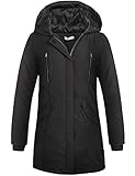 Meaneor Womens Hooded Warm Winter Lined Parkas with Pockets & Zipper Long Coats