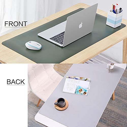 Dual Sided Leather Desk Pad (31.5 x 15.7"), Office Waterproof Desk Mat