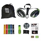My ONYX All in One Suspension & Resistance Training Set Includes: Bodyweight Strength Suspension Straps Kit | 5 Exercise Loop Bands | Wall Ceiling Mount Anchor | Workout Guide for Home & Gym