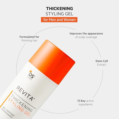 DS Labs For Men & Women Revita Hair Styling Gel for All Hair Types - Medium Hold, Volumizing & Thicker Looking Finish, Water Based, No Flakes or Residue, 3.4 Fl Oz