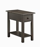 One Source Living Side Table with Charging Station in Brushed Gray