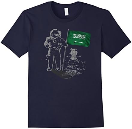 Mens Space T Shirt Saudi Arabia Flag Astronaut Shirt Moonman Shir Medium Navy