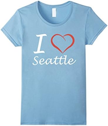 Women's I love Seattle USA america t shirt tee Medium Baby Blue
