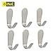 JUWO Self Adhesive Hooks, 304 Stainless Steel Heavy Duty Sticky Wall Hooks, Waterproof Coat Hooks, No Damage Nailless Metal Hooks for Key Robe Towel Hat, for Kitchen Bathroom Shower Toilet (6 Packs)