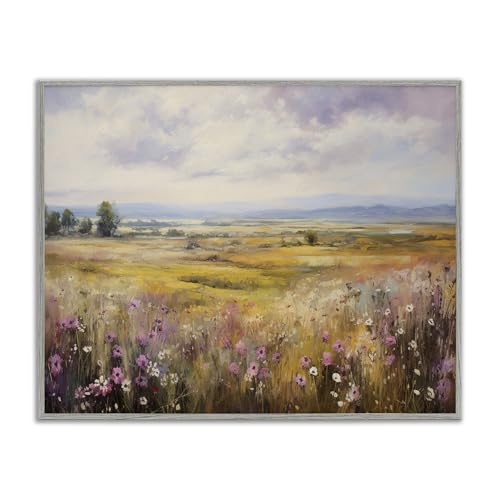 'Vast Meadow with Subtle Flowers'| Framed Giclee Art