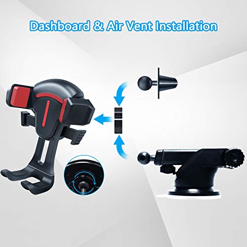 BOLWEO Car Phone Holder Mount Air Vent, Dashboard Cell Phone Holder, Car Phone Mount for Car Compatible with iPhone 12 Pro Max/11/11 Pro/11 Pro Max/XR/XS/8/7/6 Galaxy s20 Note 10 9 Plus (Red)