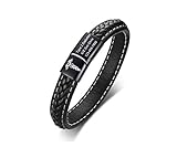VNOX Medical Alert Emergency Jewelry-Customize Braided Genuine Leather Cuff Bangle Bracelet for Men Women