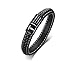 VNOX Medical Alert Emergency Jewelry-Customize Braided Genuine Leather Cuff Bangle Bracelet for Men Women