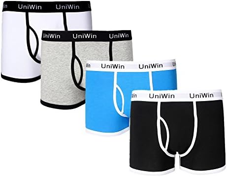 UNIWIN Mens Boxer Briefs Combed Cotton Underwear for Men with Pouches Fly Trunks Solid Classic 4Pack