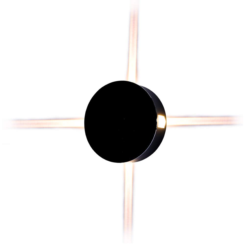 V-TAC 4W Outdoor LED Light-IP65 Waterproof Round Lamp – Black Die-Casting Aluminum Body – Sensor Compatible Wall Lighting for Patio Driveway Porch 3000K Warm White, Aluminium + Acrylic, 4 W VT-706-B