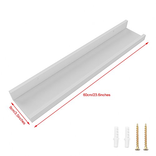 Anfan Wall Mounted Floating Ledge Shelf for Picture Frames Book Display in Bedroom, Living Room, Bathroom, Kitchen and Office (60CM, White) - Thumbnail 5